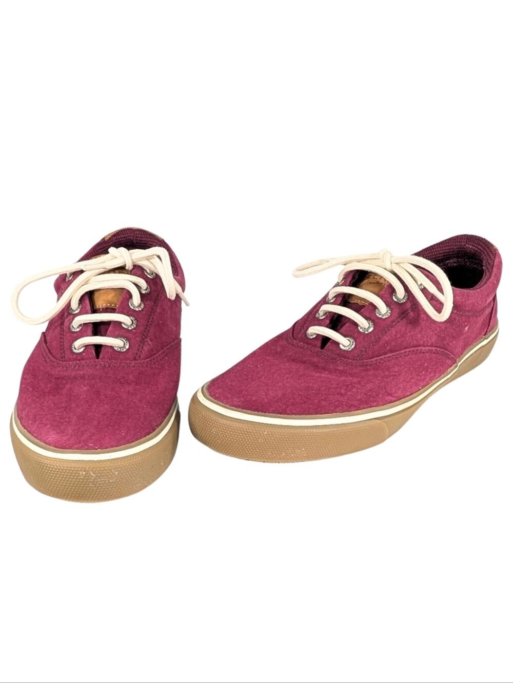 Sperry Men's 9 Maroon Striper II Canvas Low Top Lace Up Casual Sneakers